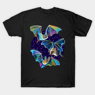 Galactic Gothic Bat Pattern by Robert Phelps T-Shirt